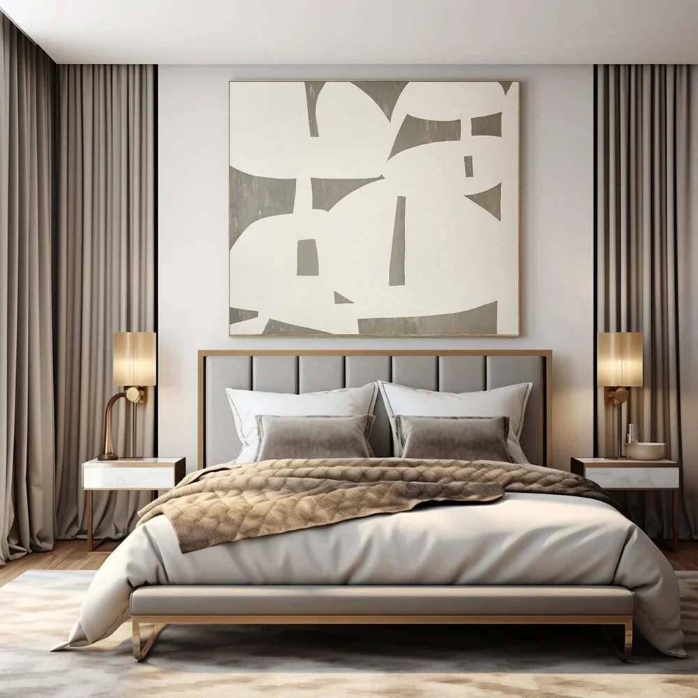White Handmade Bold Abstract Wall Art P62XY